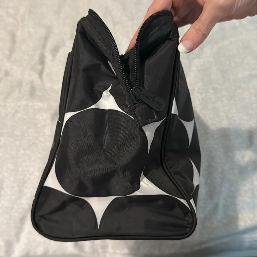 Large Black White Polka Dot Zipper Makeup Bag - Picture 5 of 9